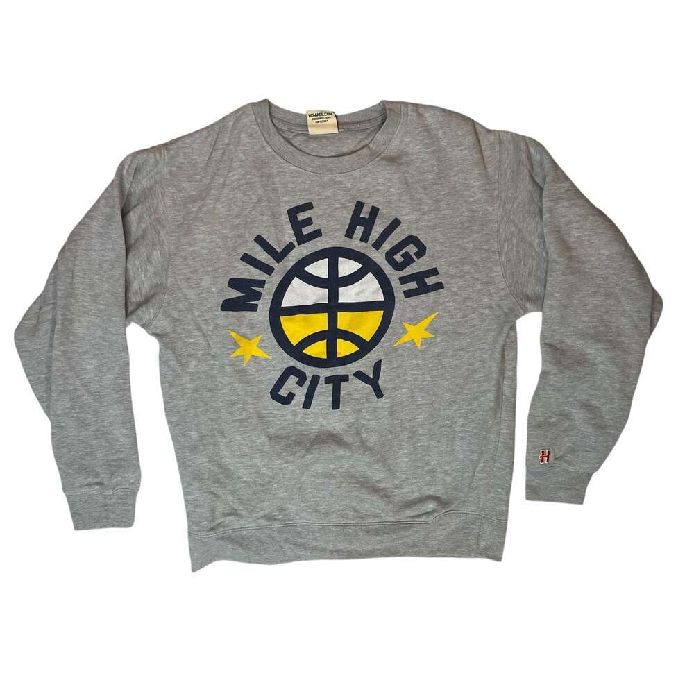 Homage Mile High City Sweatshirt Mens Medium Gray Denver Basketball Crewneck
